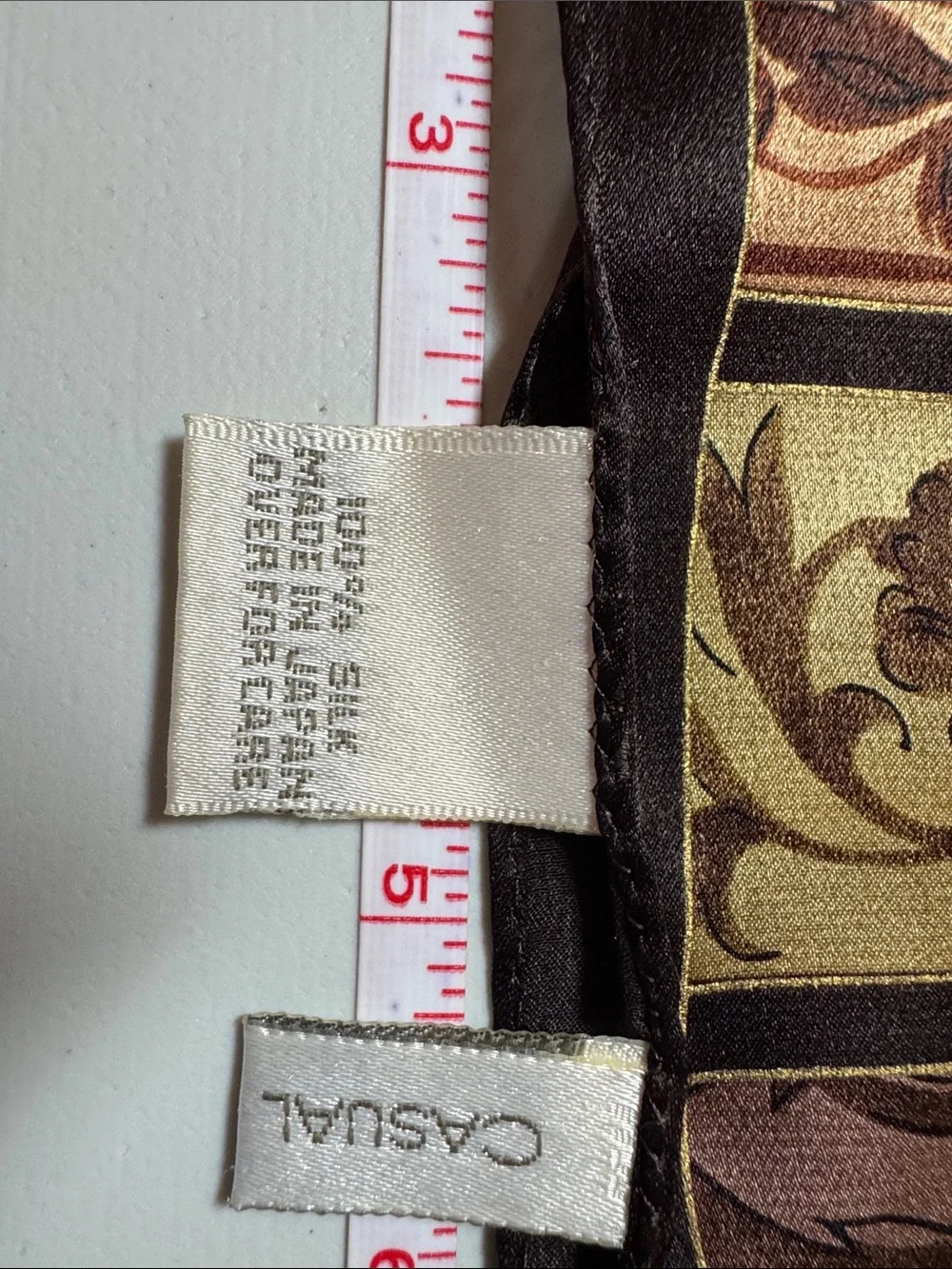 Halston Heritage Black and Ivory Floral Print Silk Scarf, Brown toned silk scarf